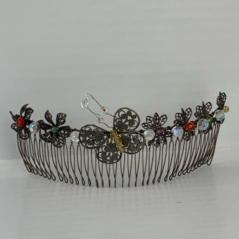 Butterfly and Flower Metal Hair Comb